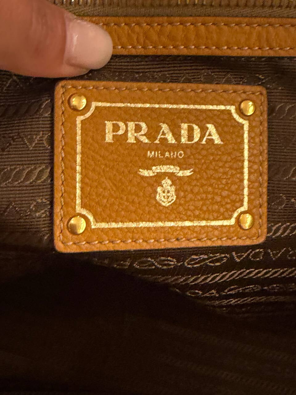 TOTE BAG PRADA PELLE VITELLO  OCRA / SENAPE