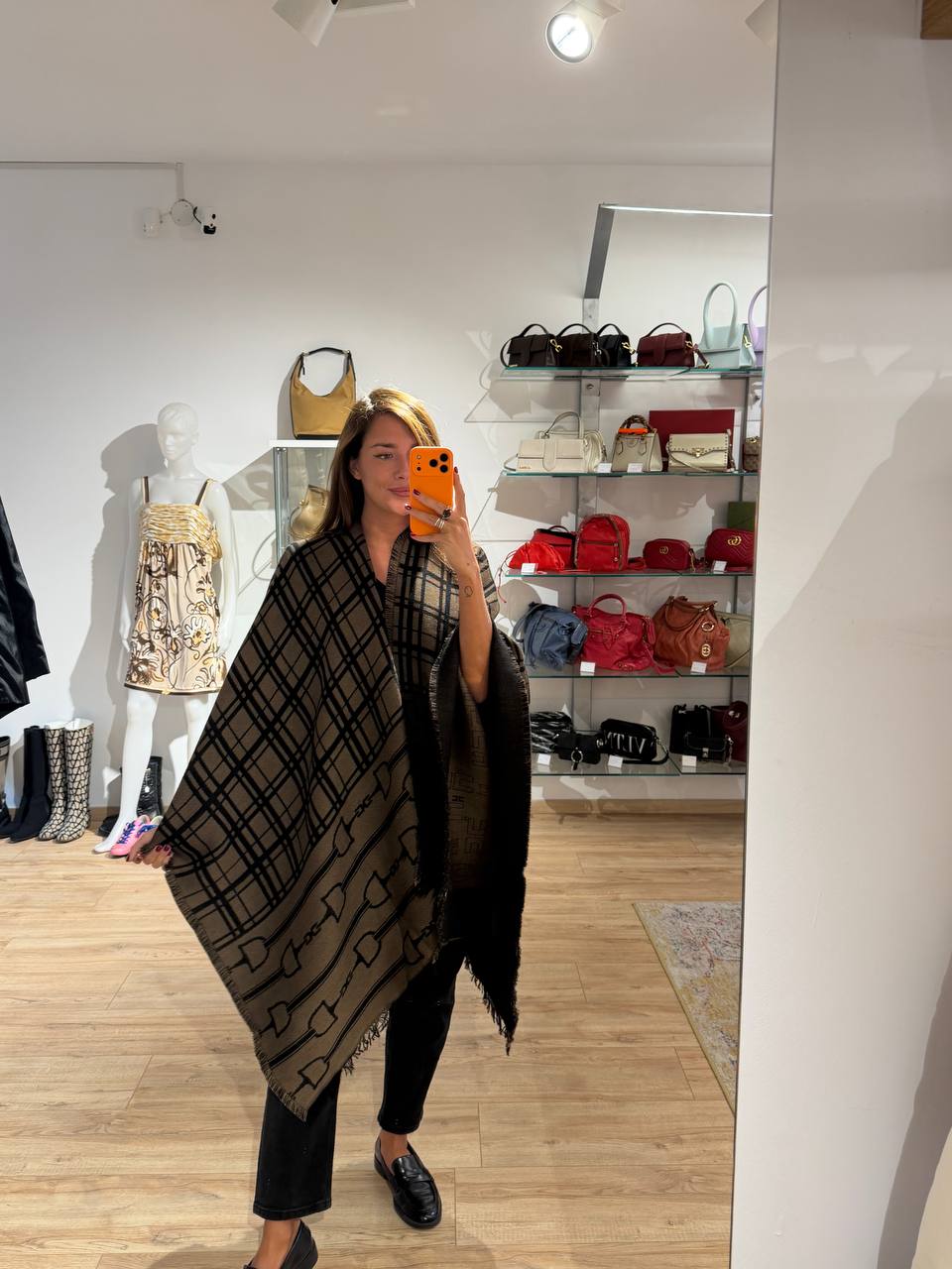 MANTELLA ELISABETTA FRANCHI LOGHI TARTAN MARRONE