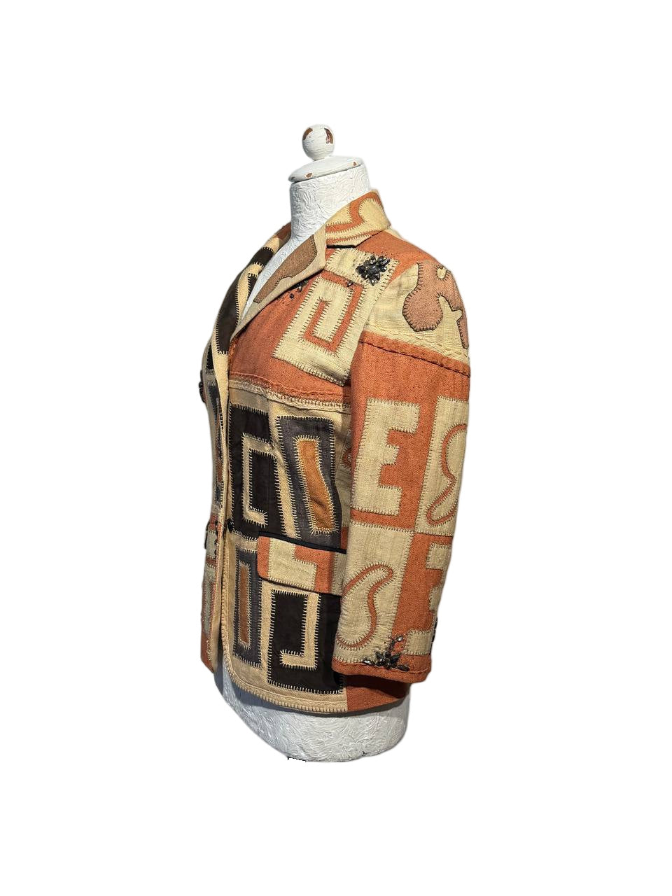 GIACCA ETRO MILANO SETA PATCHWORK RICAMATA Tg 42
