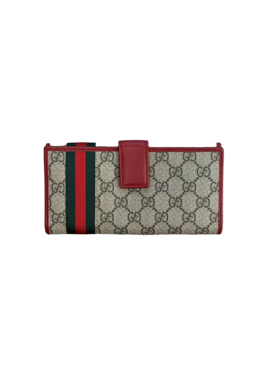 PORTAFOGLIO GUCCI GG PVC RIFINITURE ROSSE FASCIA WEB