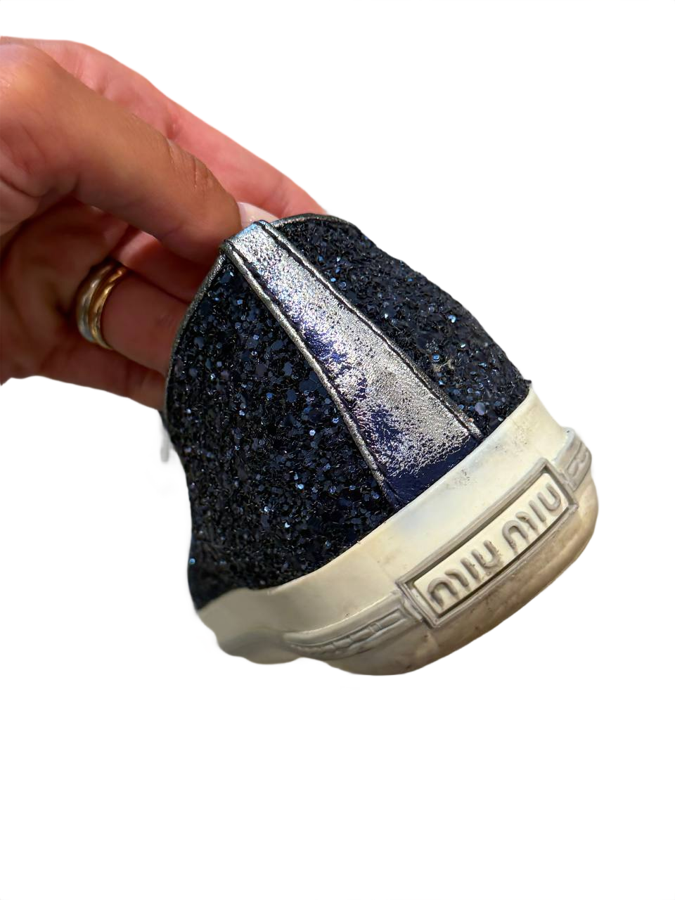 SNEAKERS MIUMIU SNEAKER GLITTER BLU CAP TOE CRISTALLI Nr 40