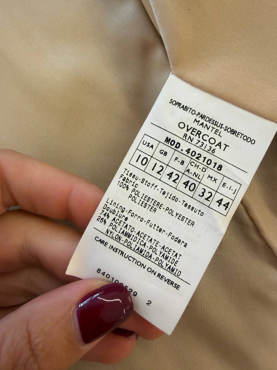 IMPERMEABILE MAX&CO BEIGE DOPPIOPETTO Tg 44