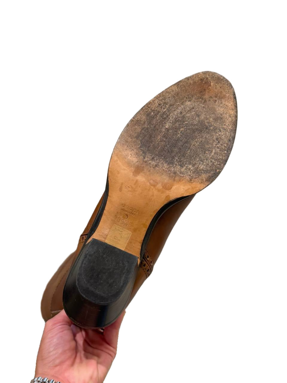 STIVALI GUCCI STILE CAMPEROS PELLE CUOIO PUNTA SCURA Nr 39.5