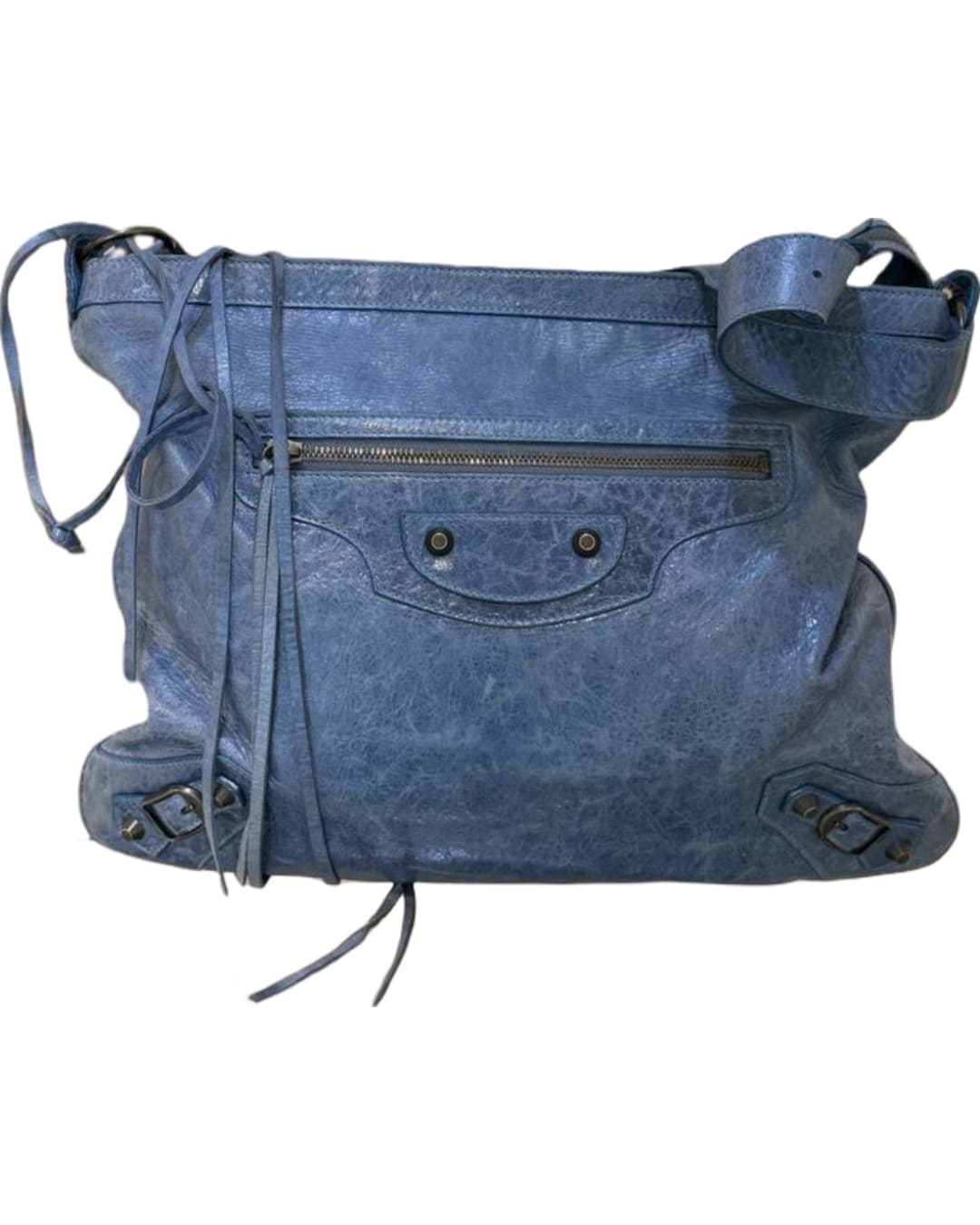 BORSA BALENCIAGA A TRACOLLA PELLE BLU JEANS