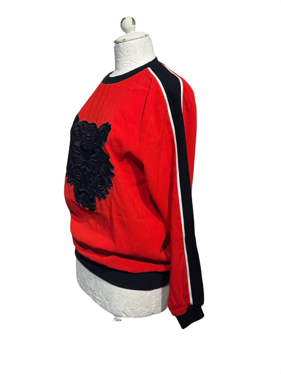 FELPA KENZO PARIS TIGER ROSSA MANICHE LUNGHE Tg XS