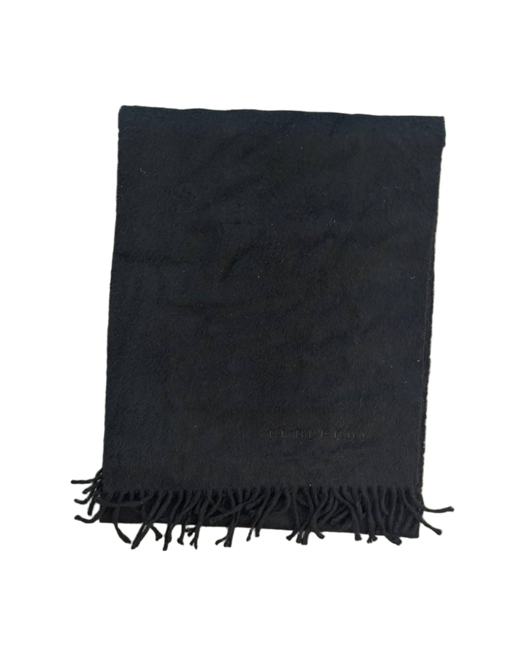 SCIARPA UNISEX BURBERRY 100% CASHMERE NERA FRANGE
