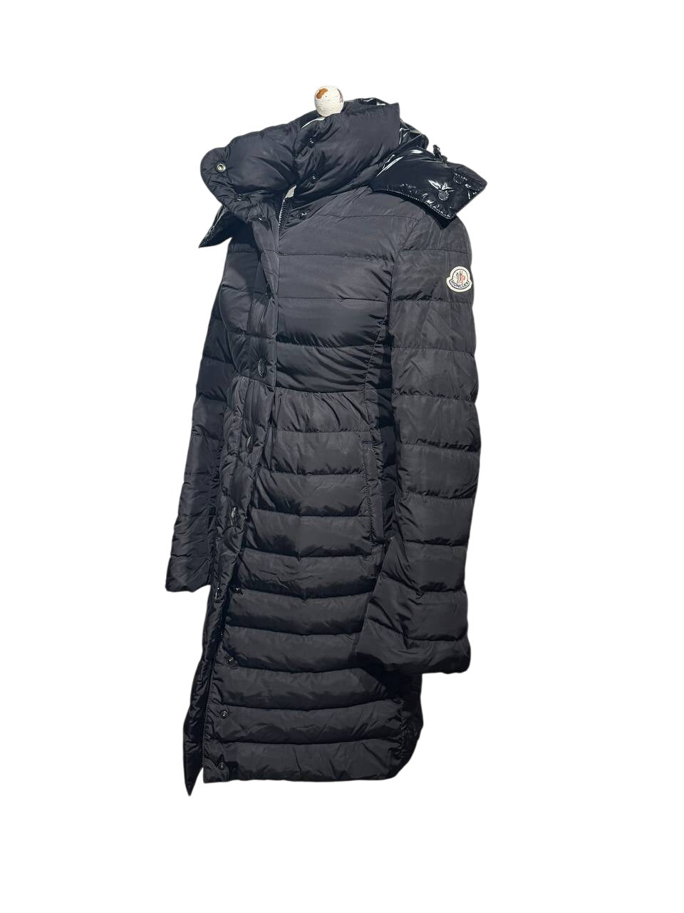 MONCLER PIUMINO LUNGO DONNA NERO CON CAPPUCCIO Tg 0
