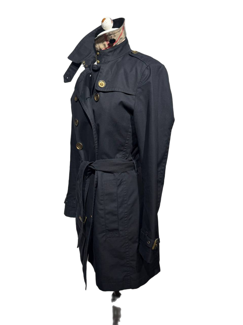 IMPERMEABILE BURBERRY DOPPIO PETTO NERO CON BOTTONI DORATI Tg 42