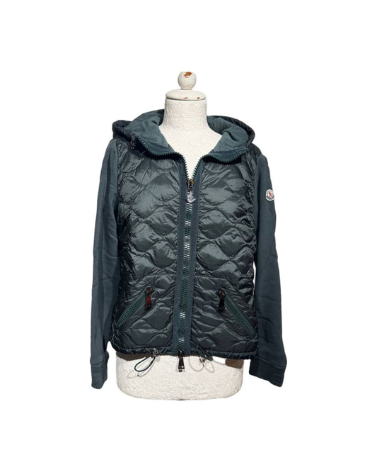 GIACCA MONCLER PIUMINO E MANICHE COTONE VERDE BOSCO Tg S