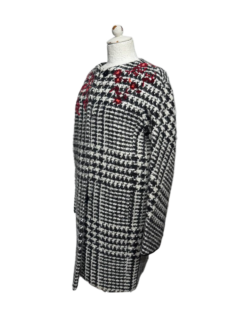 CAPPOTTO ERMANNO SCERVINO PIED DE POULE RICAMO Tg 40