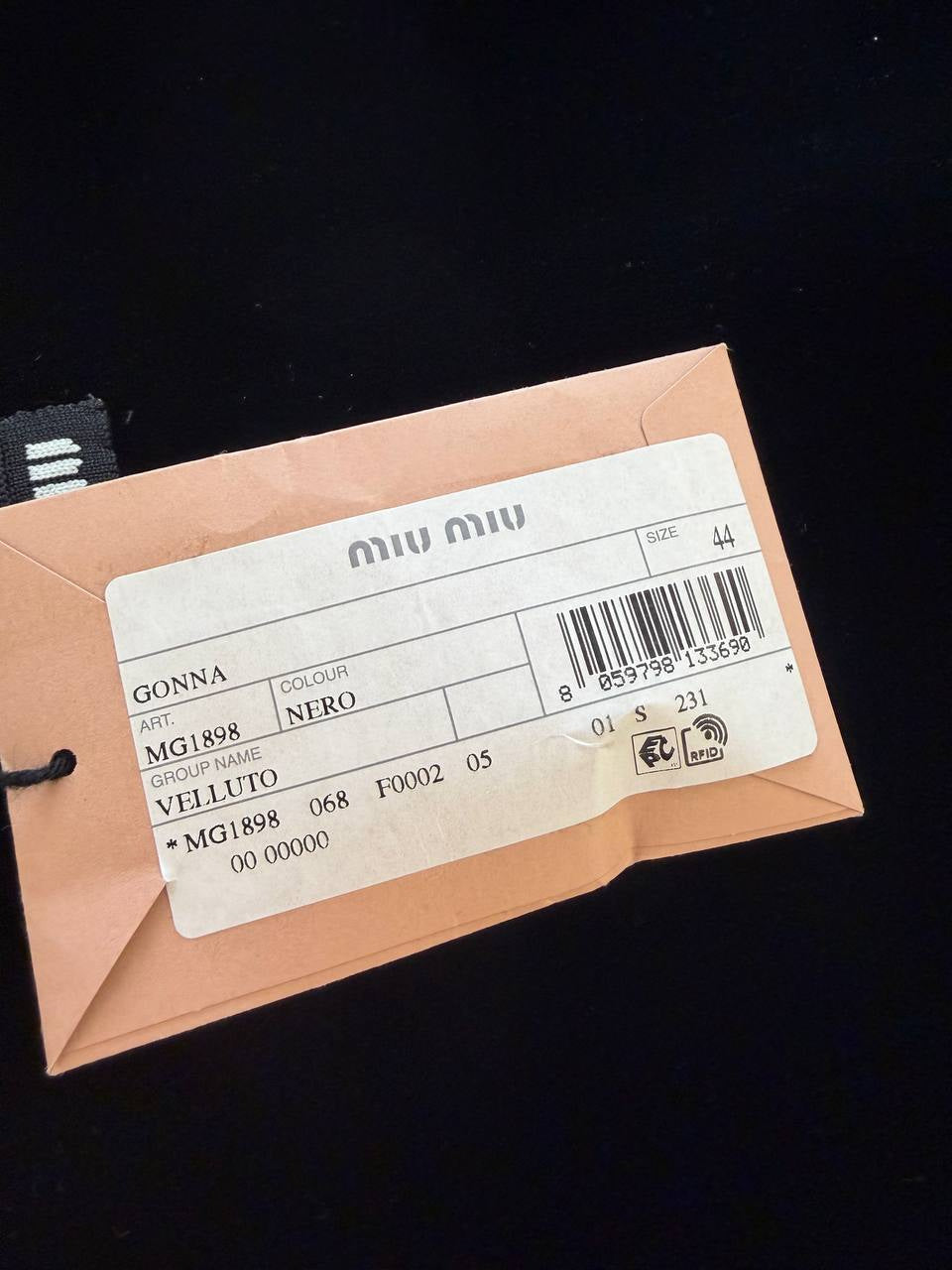 GONNA MIUMIU VELLUTO NERO CON BOTTONI GIOIELLO Tg 44