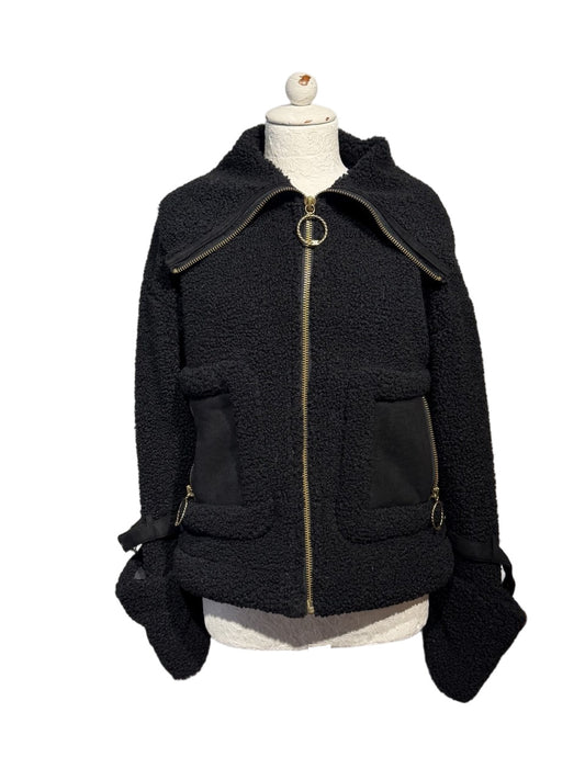 ELISABETTA FRANCHI GIACCA ECO MONTONE NERA Tg 42