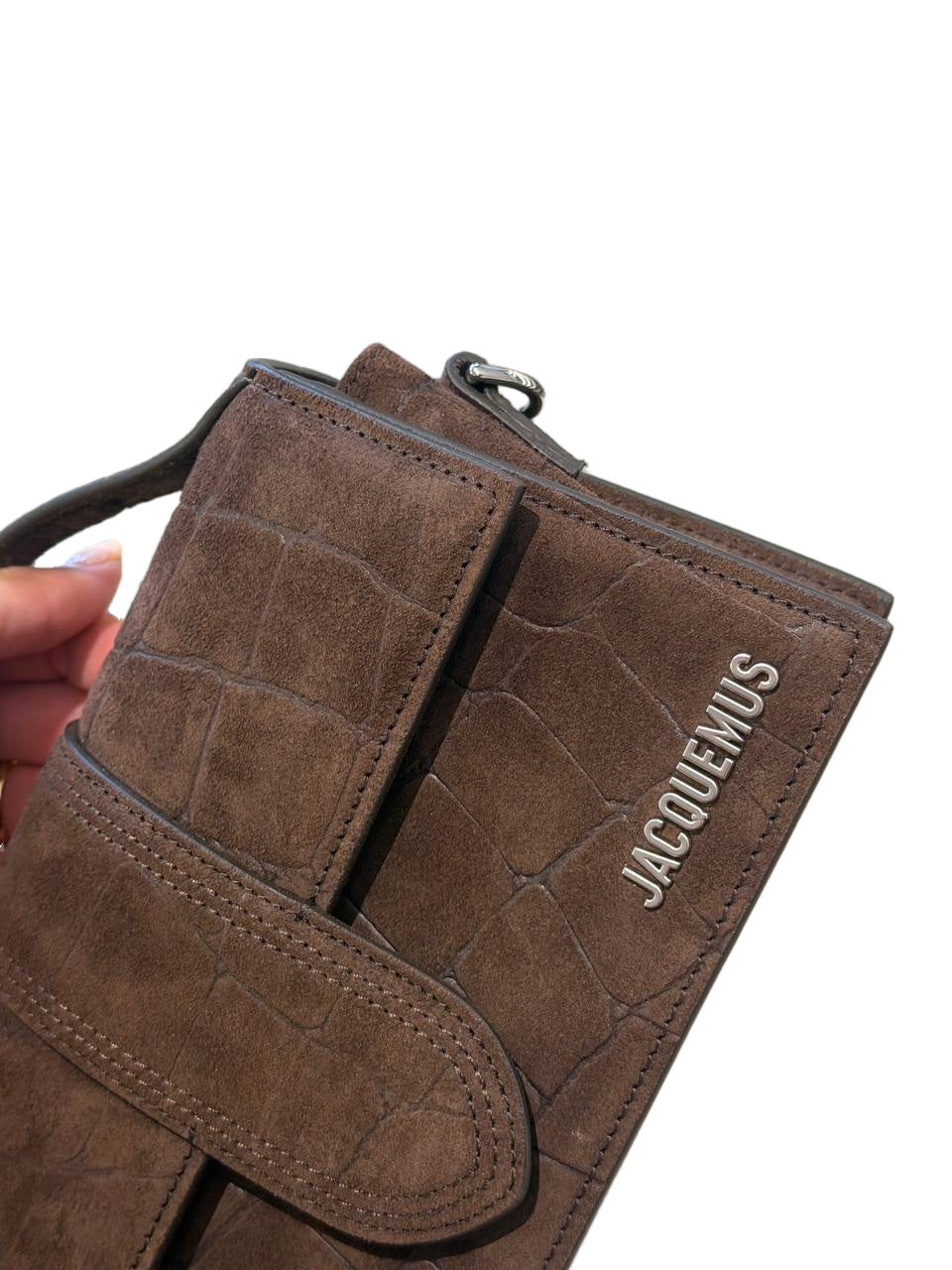 JACQUEMUS LE GRAND BAMBINO SUEDE STAMPA COCCO MARRONE