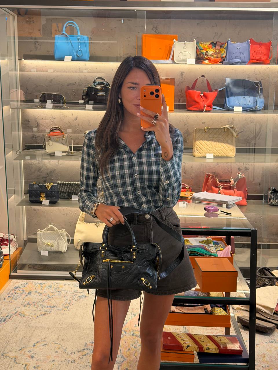 BALENCIAGA CITY SMALL PELLE NERA HARDWARE ORO