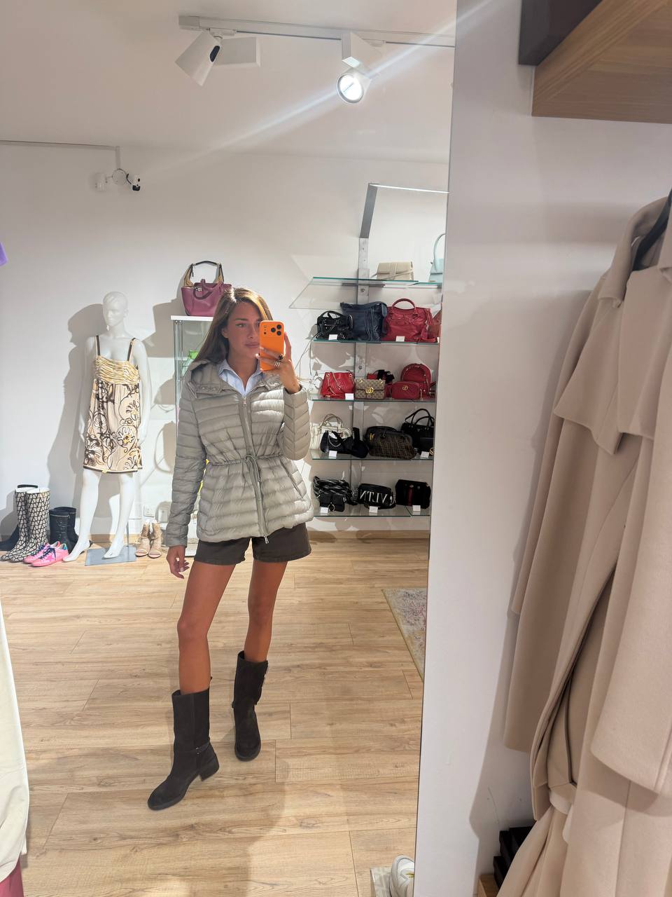 PIUMINO 100 GRAMMI MONCLER GRIGIO CON CAPPUCCIO Tg 44