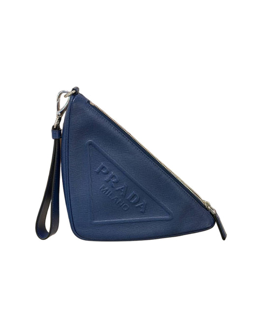 POCHETTE UNISEX A MANO PRADA BLU TRIANGOLO