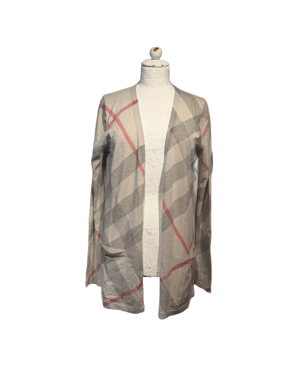 CARDIGAN BURBERRY BRIT  CHECK LANA CASHMERE Tg L