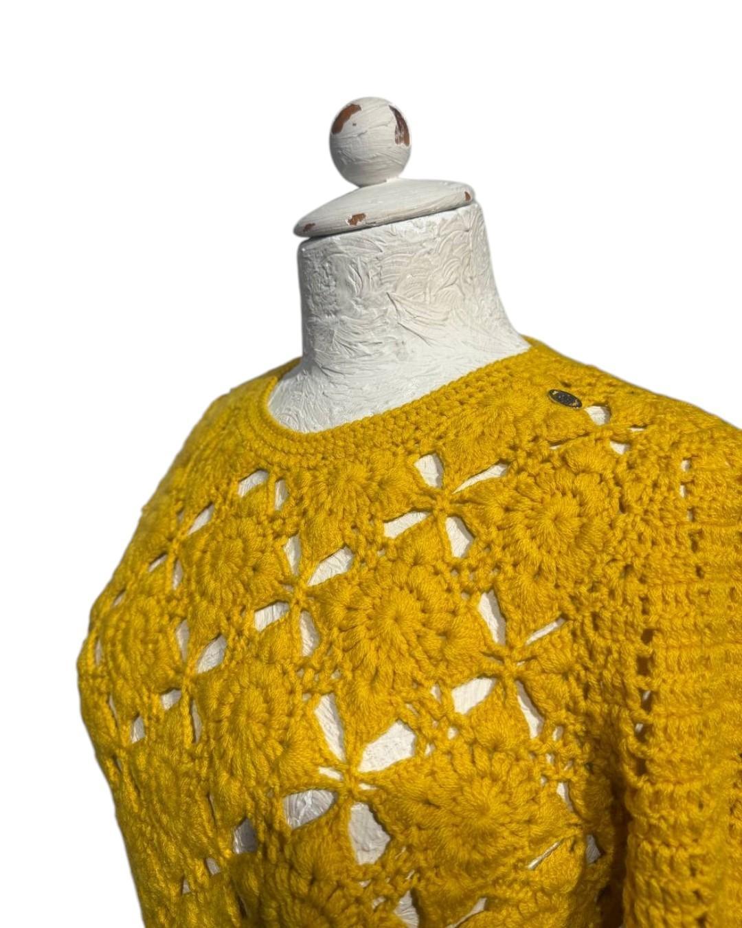 ABITO CROCHET GIALLO SENAPE ELISABETTA FRANCHI Tg 40