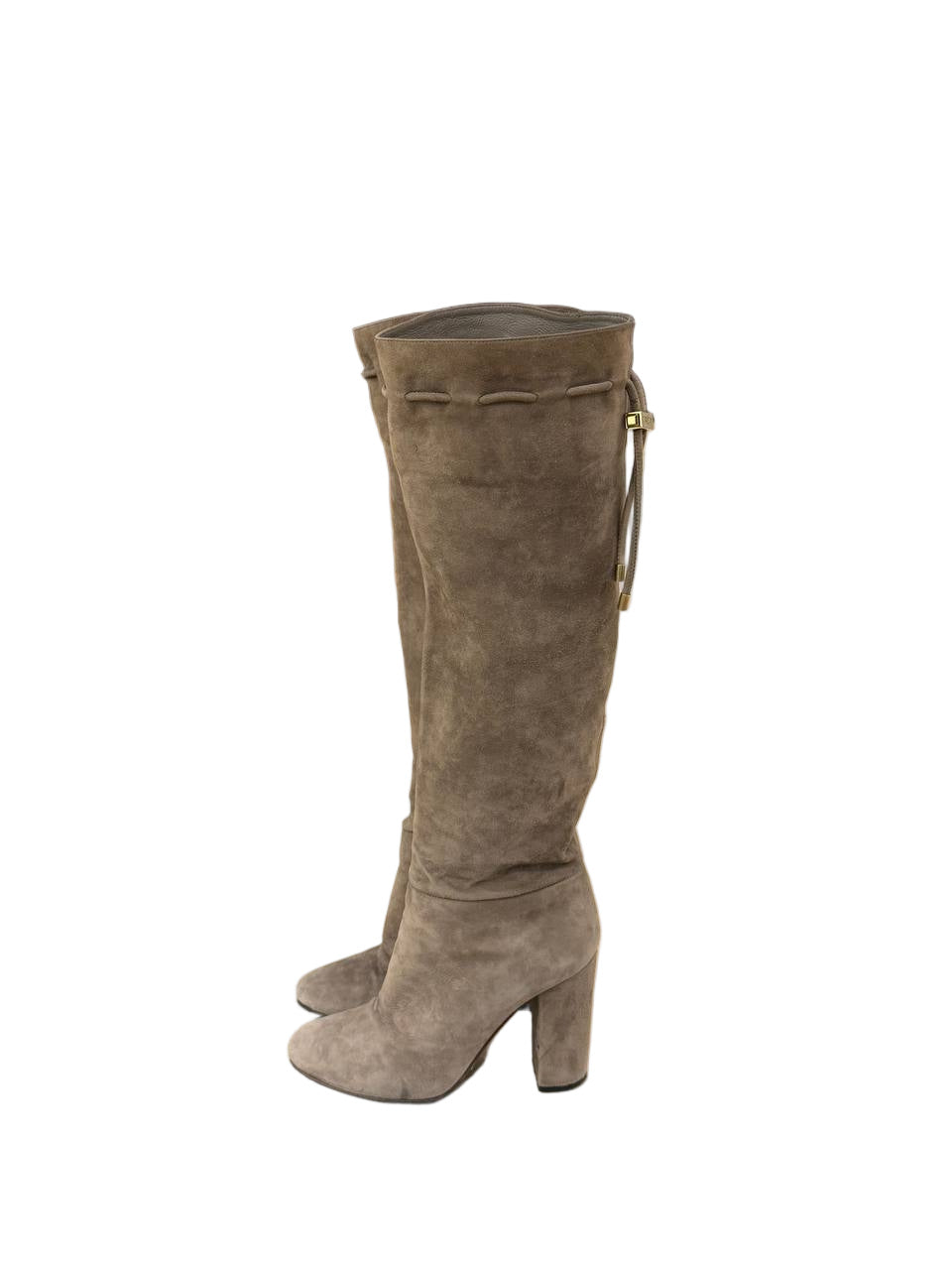 STIVALI LANVIN PARIS CAMOSCIO TORTORA CON TACCO Nr 38