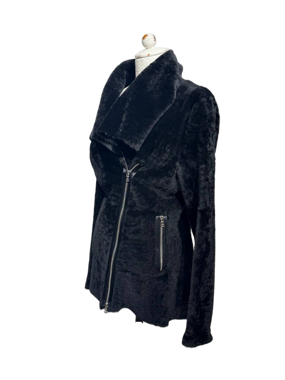 GIACCA MONTONE DROME NERO con ZIP ASIMMETRICA Tg L
