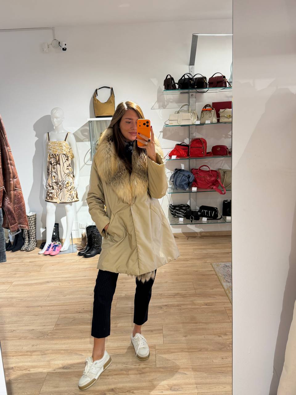 PIUMINO ERMANNO SCERVINO PELO VOLPE BEIGE Tg 44