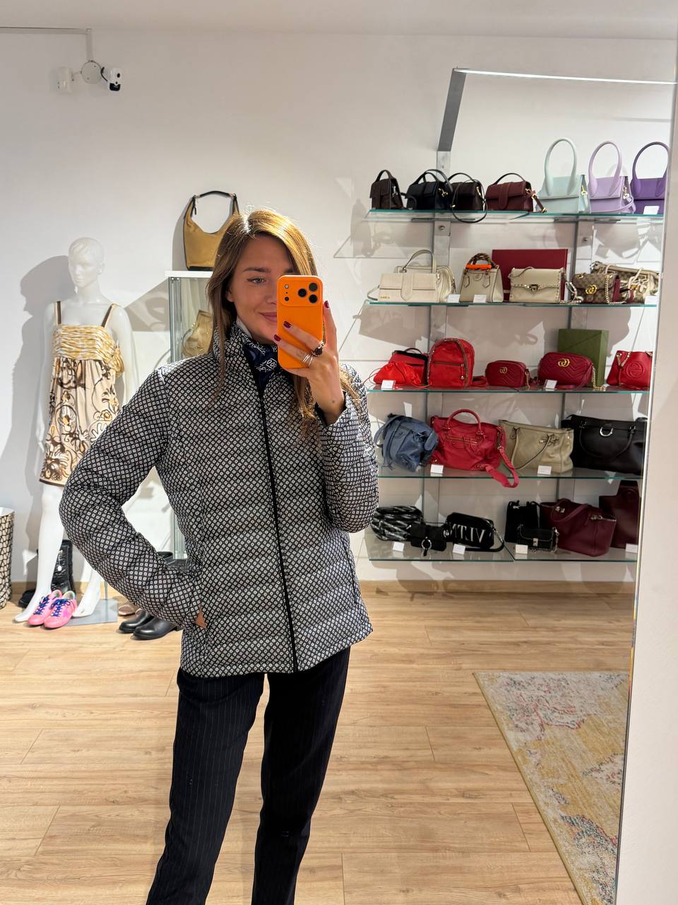 PIUMINO LEGGERO MAX&CO GRIGIO FANTASIA GEOMETRICA Tg 44