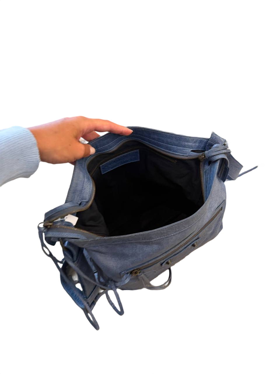 BORSA BALENCIAGA A TRACOLLA PELLE BLU JEANS