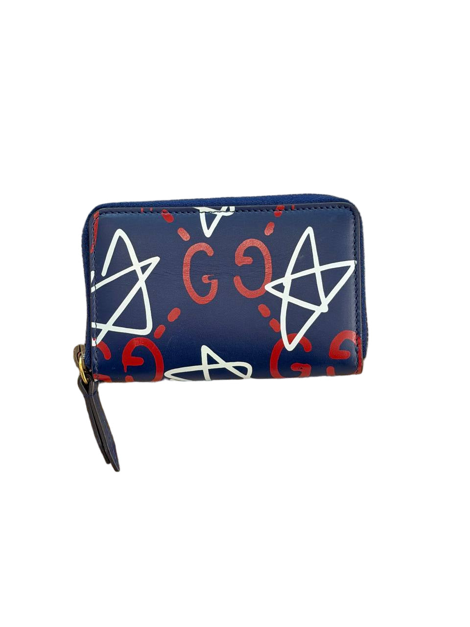 PORTAFOGLIO PICCOLO BLU GUCCIXGUCCI GHOST LOGHI ROSSI E BIANCHI
